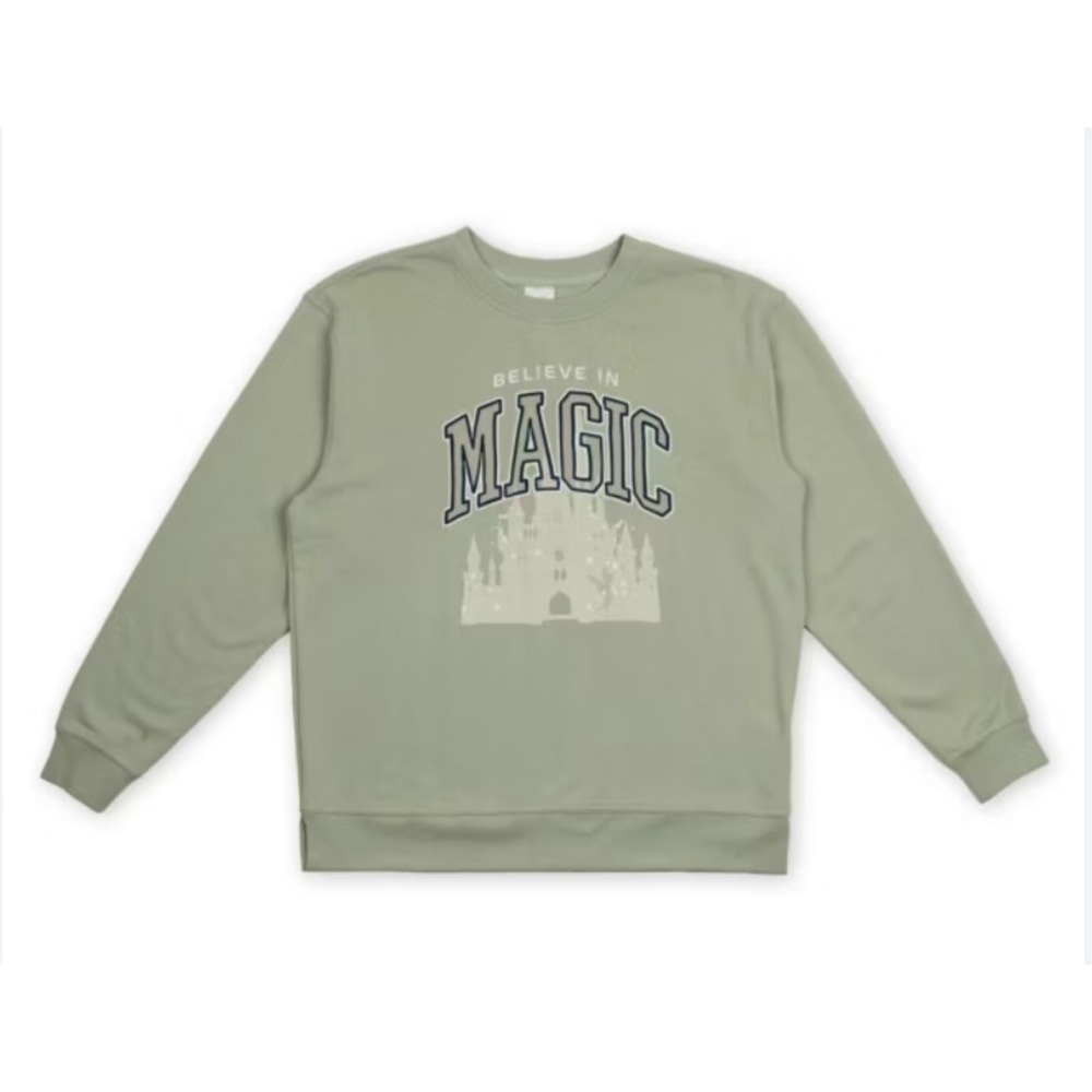 Disney Believe in Magic Castle Sweatshirt Light Green Crewneck Women's Small